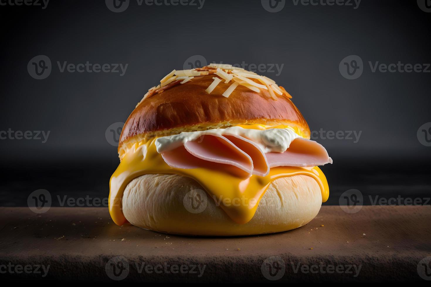 caseiro pão fez do queijo e presunto para café da manhã Comida fotografia foto