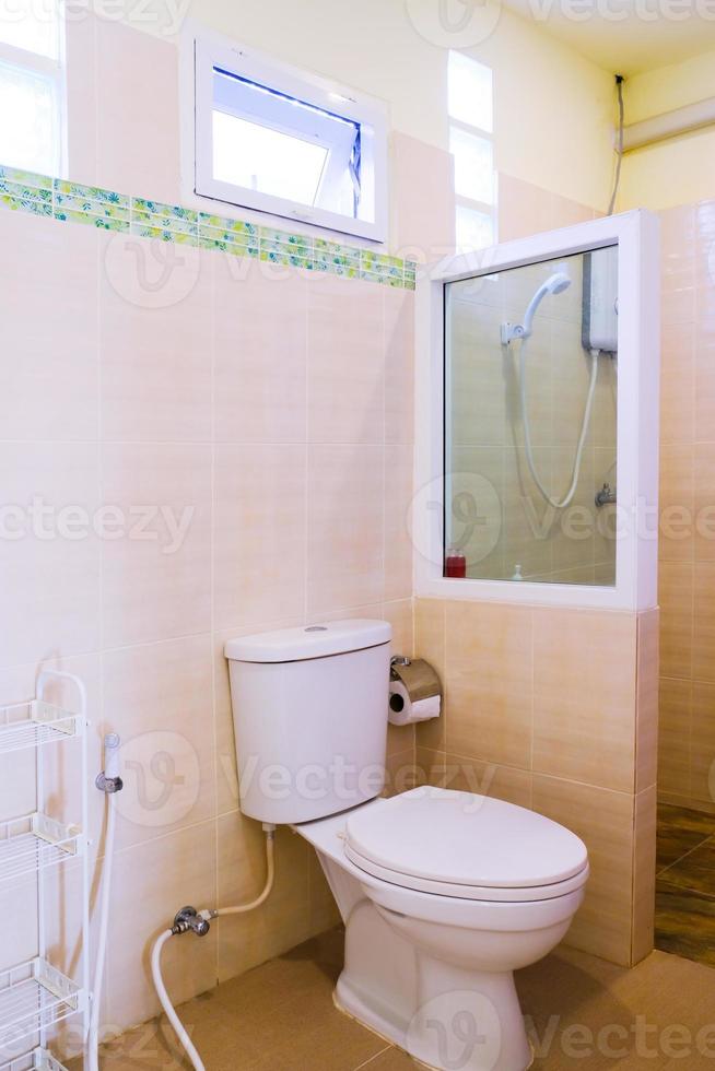 banheiro tigela dentro uma moderno banheiro ,rubor banheiro limpar \ limpo banheiro foto