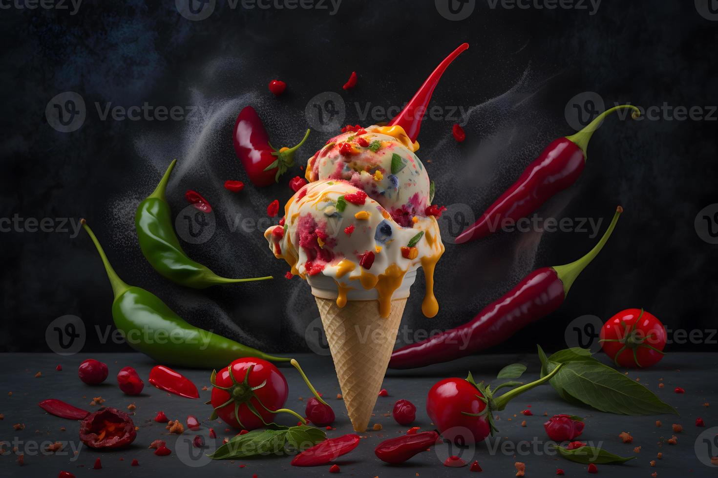 frio e picante gelo creme com Pimenta e bagas fotografia foto