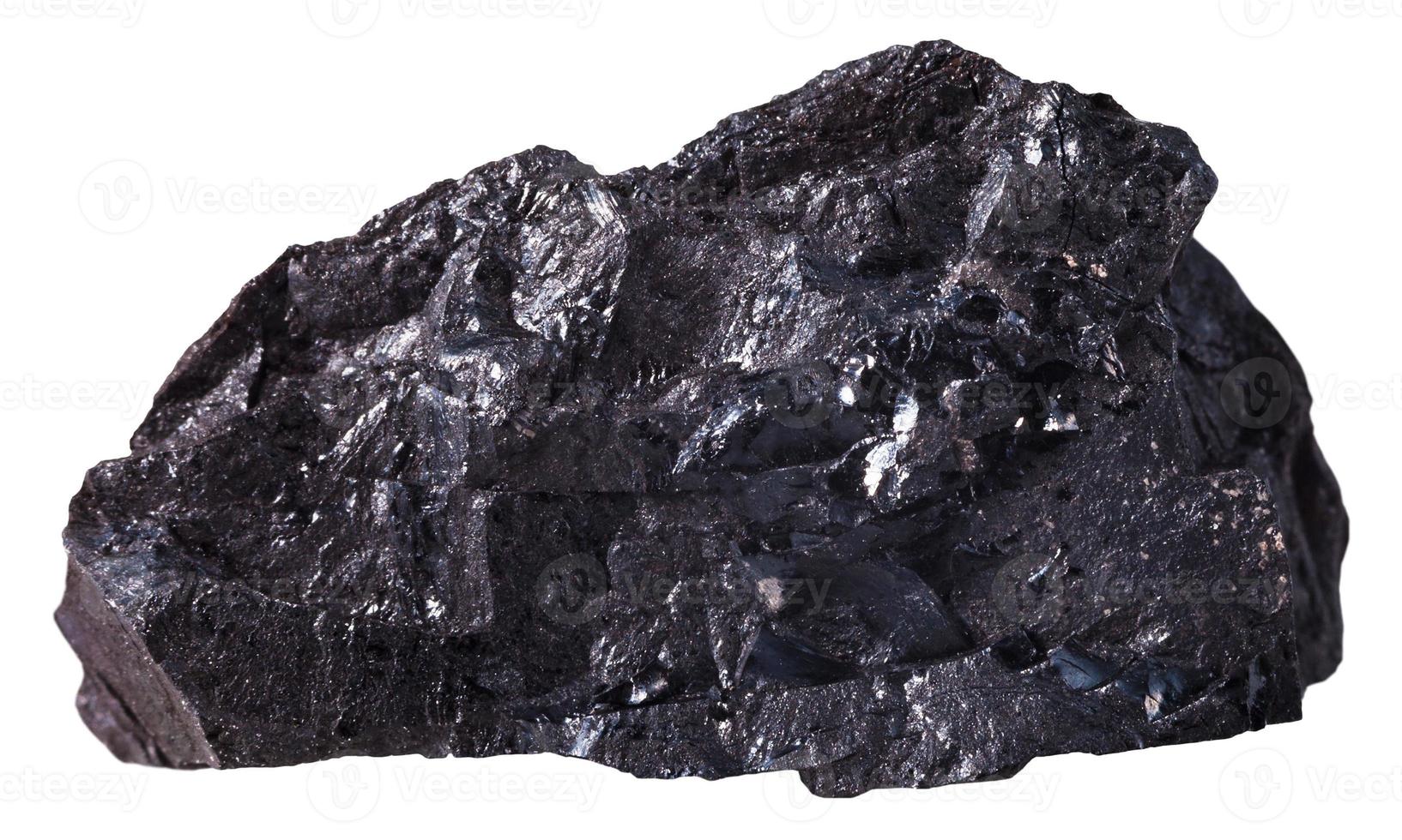 Preto antracite carvão mineral pedra isolado foto