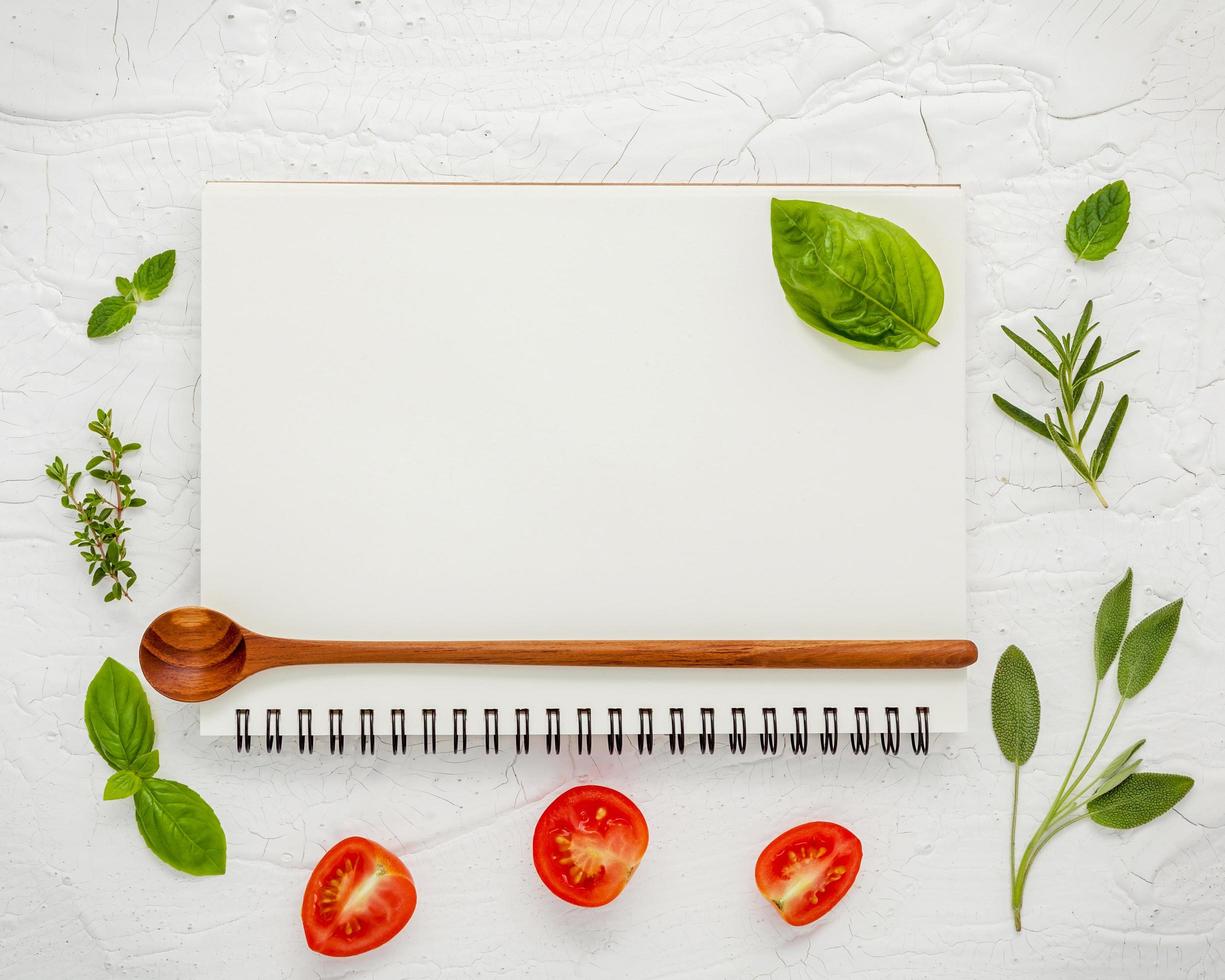 maquete de conceito de livro de receitas foto