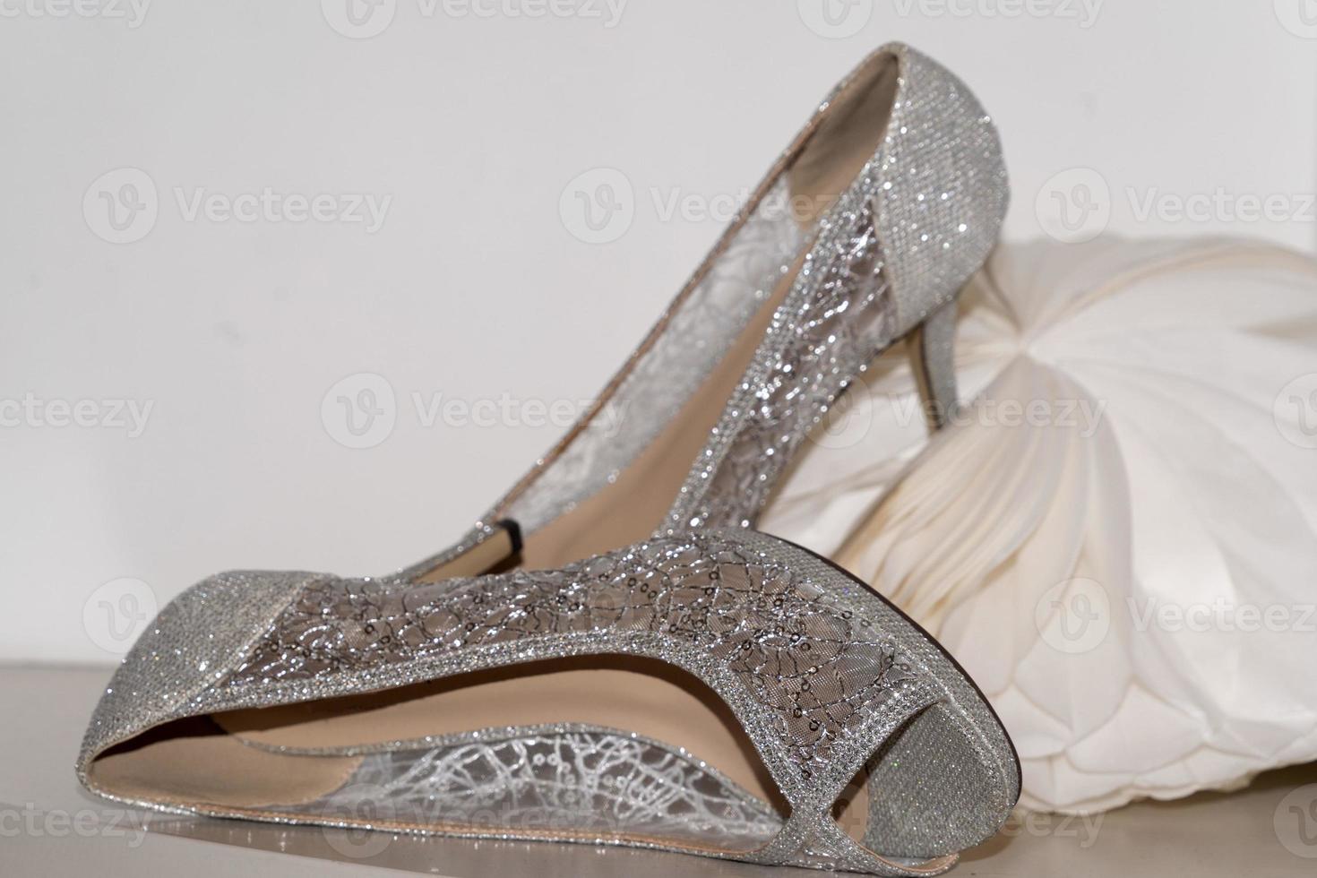 Casamento mulher sapatos e tecido detalhe foto