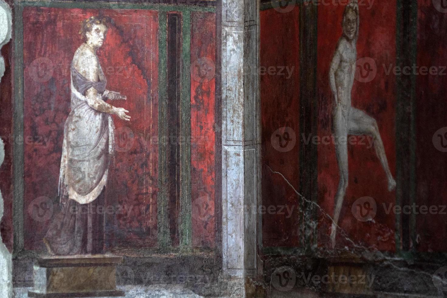 nápoles, itália - 1 de fevereiro de 2020 - pinturas e mosaicos de ruínas de pompeia foto