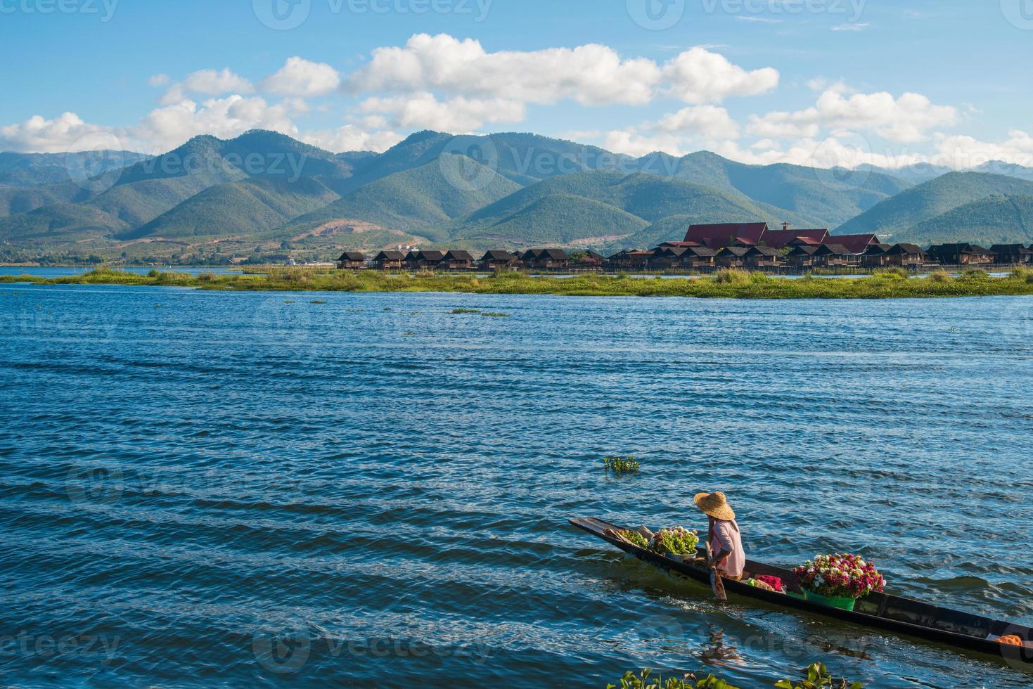 a lindo panorama do inle lago a maior água fresca lago dentro myanmar. foto