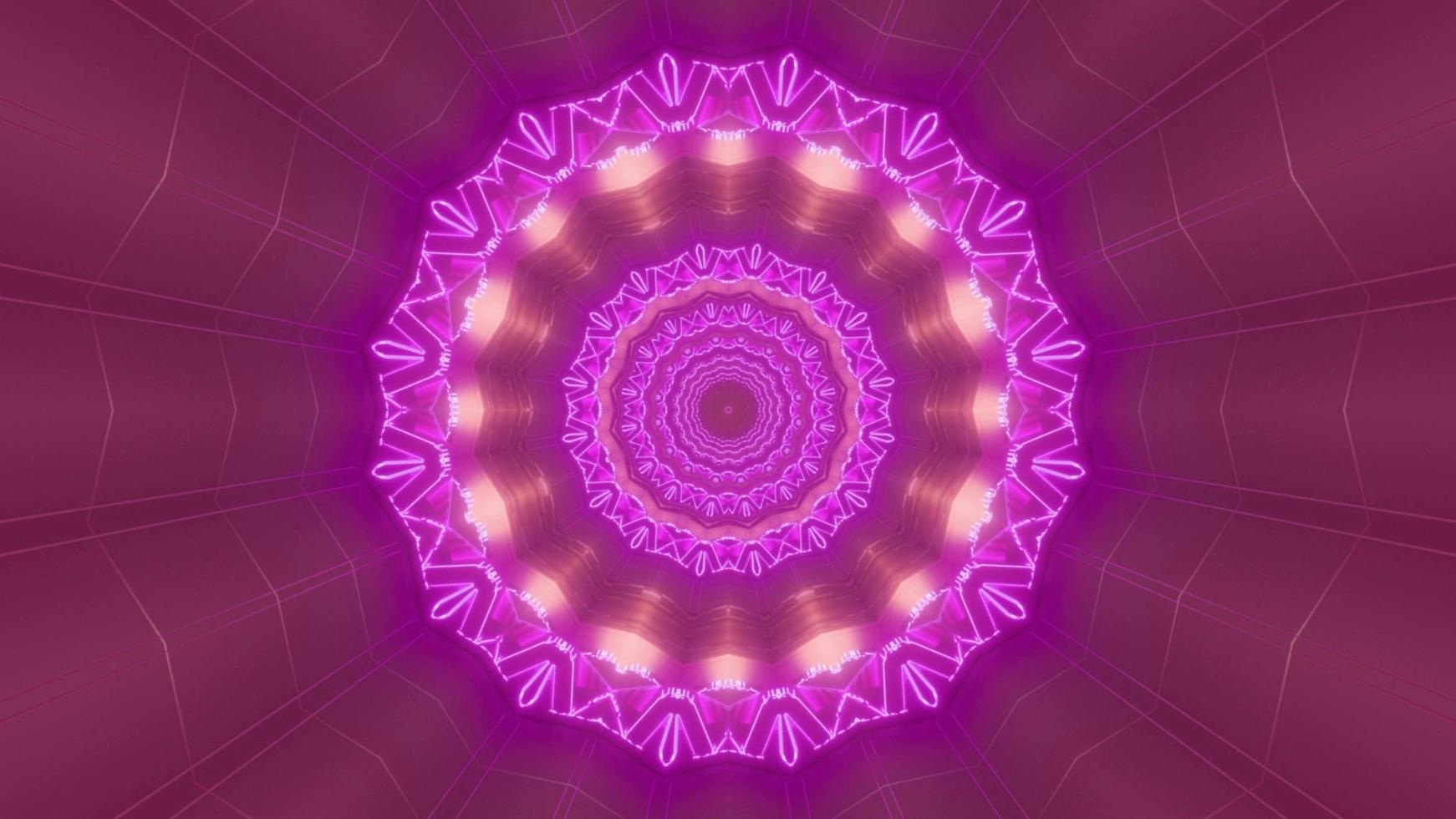 ilustração de desenho de caleidoscópio 3d rosa e roxo para plano de fundo ou textura foto