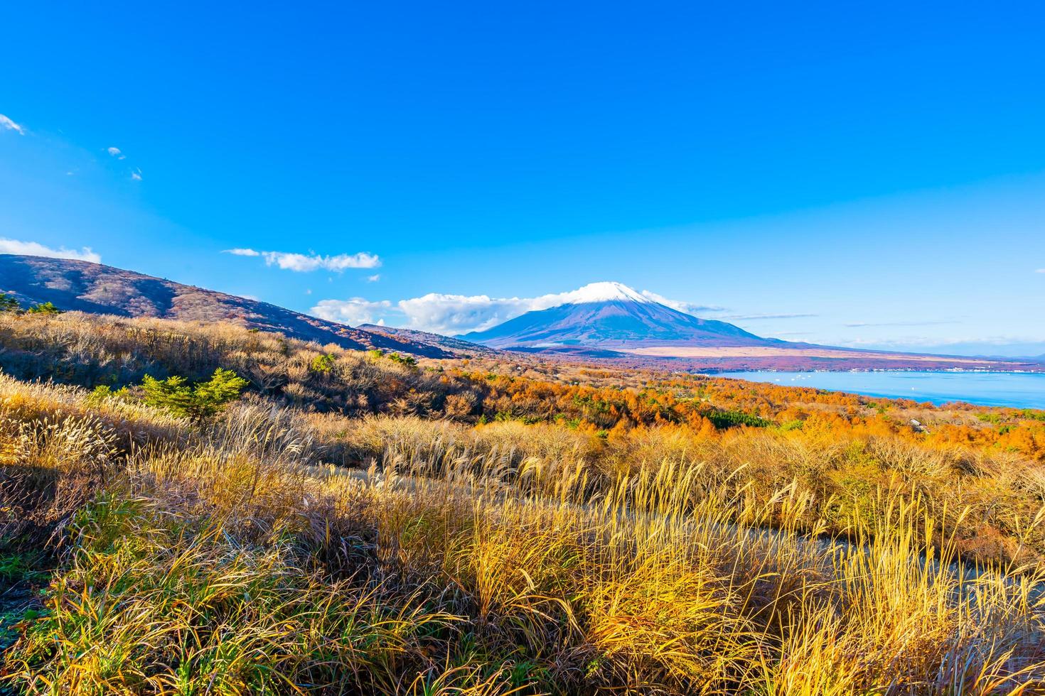 montanha Fuji no lago yamanakako ou yamanaka no Japão foto