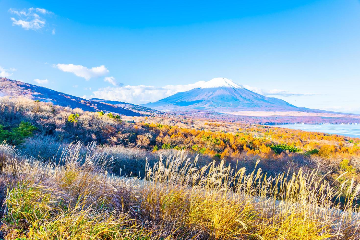 montanha Fuji no lago yamanakako ou yamanaka no Japão foto