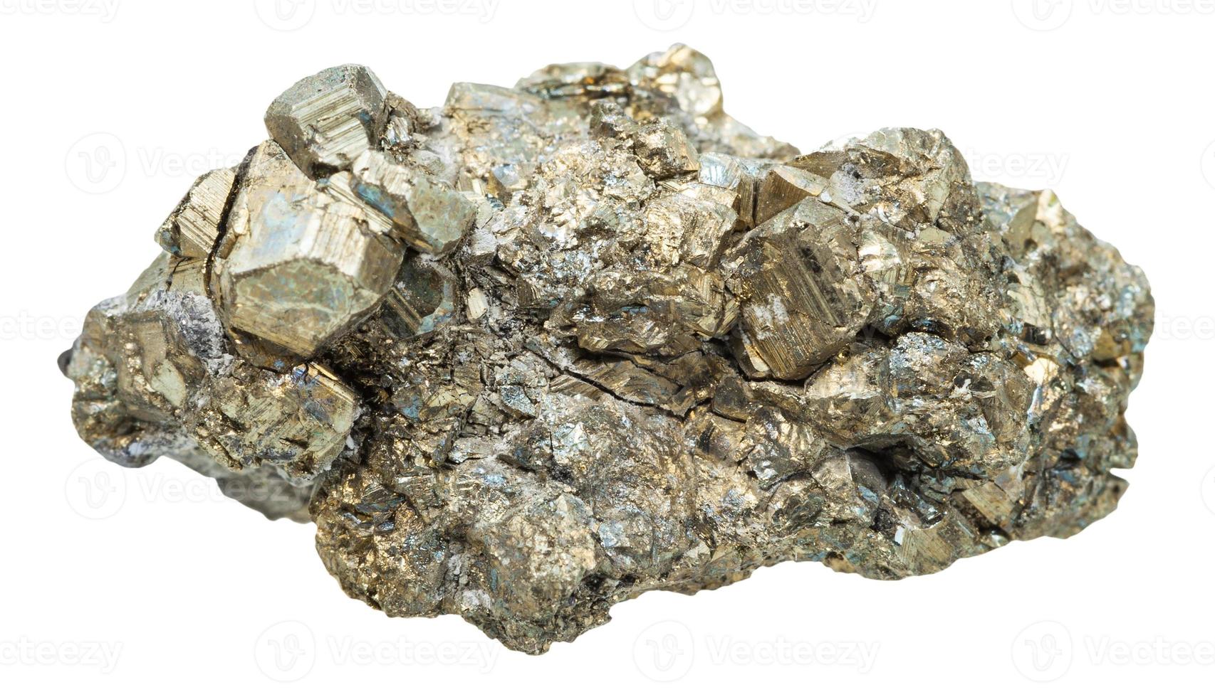 cristais do pirita mineral pedra isolado em branco foto