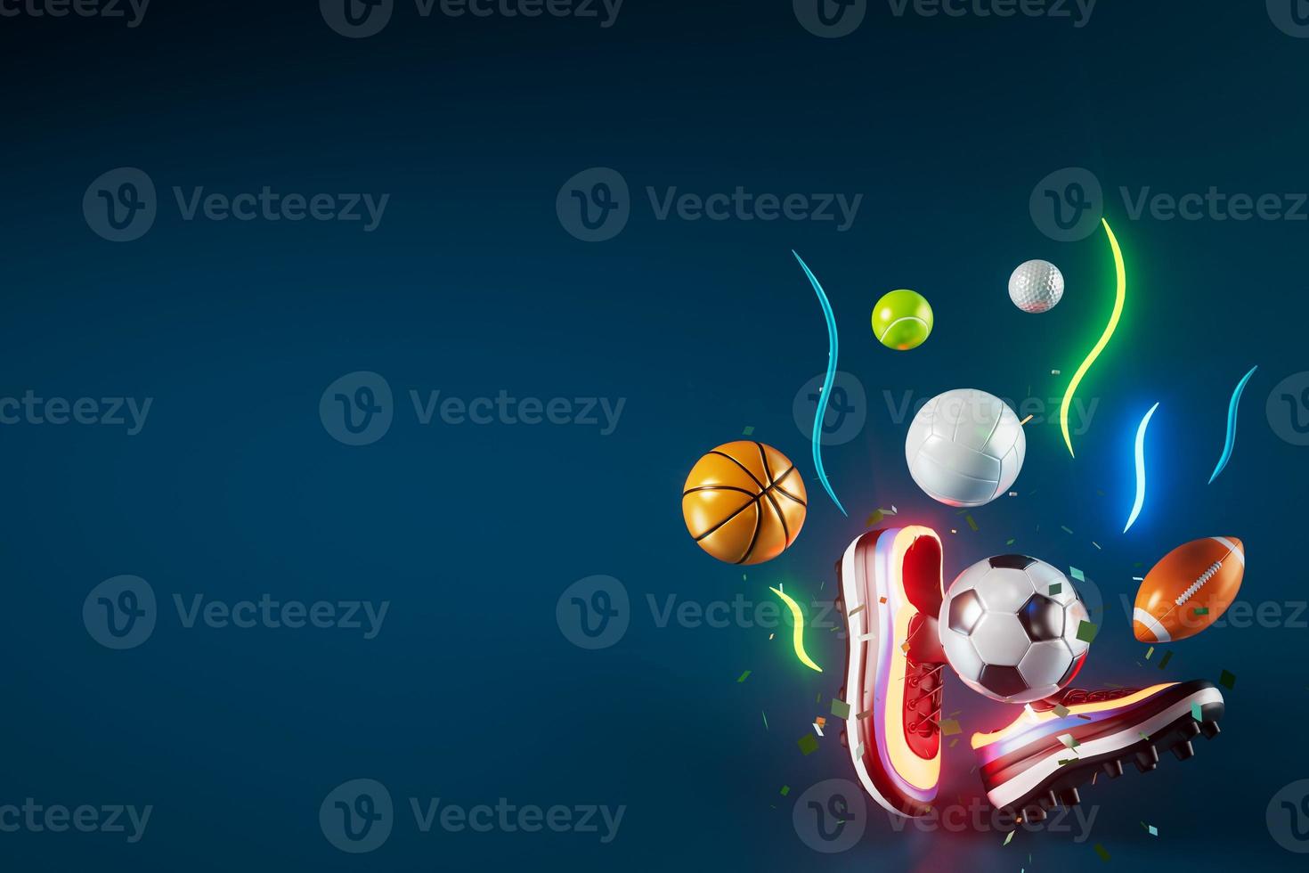 Projeto de objeto de futebol 3D. renderização realista. abstrato futurista. ilustração 3D. conceito de geometria de movimento. gráfico de competição esportiva. conteúdo de apostas de jogos de torneios. elemento de bola de futebol. foto