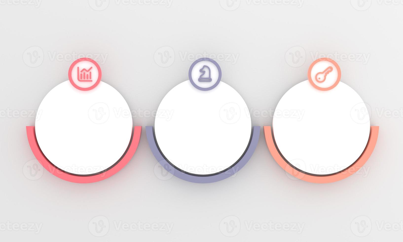 infográfico modelo com ícones e 3 opções ou passos. o negócio círculo modelo com para processo diagrama, apresentações, fluxo de trabalho disposição, foto