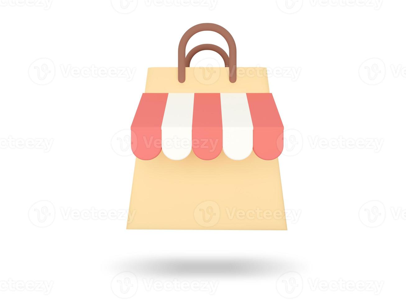 compras bolsa. conectados compras ícone. 3d render ilustração. foto