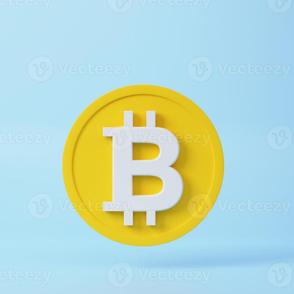 3d bitcoin bolsas em azul fundo. 3d render ilustração foto