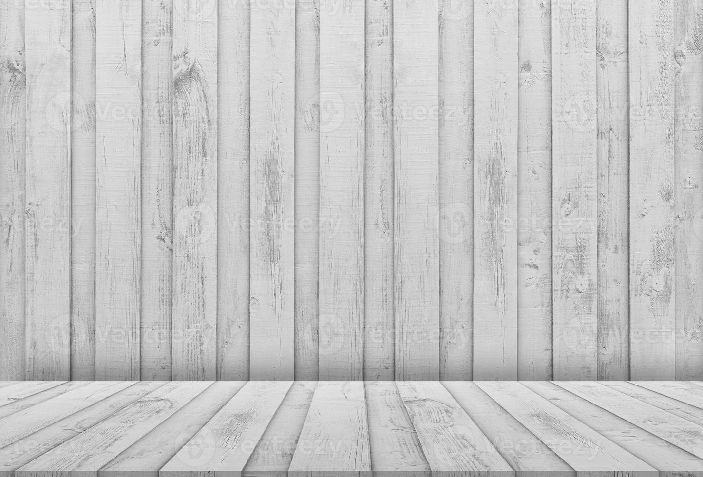 branco madeira exibição fundo, de madeira painel para interior estúdio sala. pano de fundo fundo esvaziar quarto cinzento lavado velho de madeira listrado abstrato textura dentro vintage estilo Projeto para produtos apresentação foto