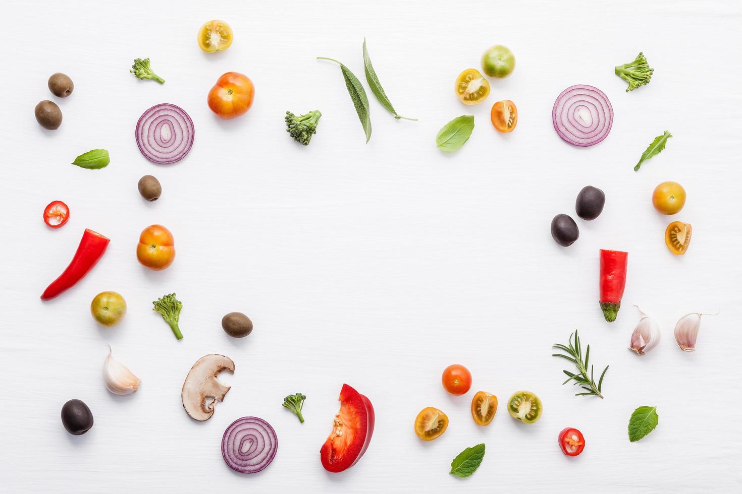 quadro de ingredientes de cozinha frescos foto