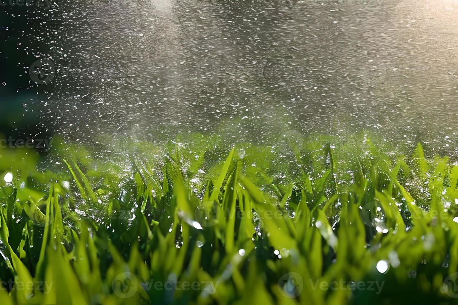 água respingo spray às a Relva ou jardim campo poderia estar a partir de mangueira ou jardim aspersor. rega a plantar. foto