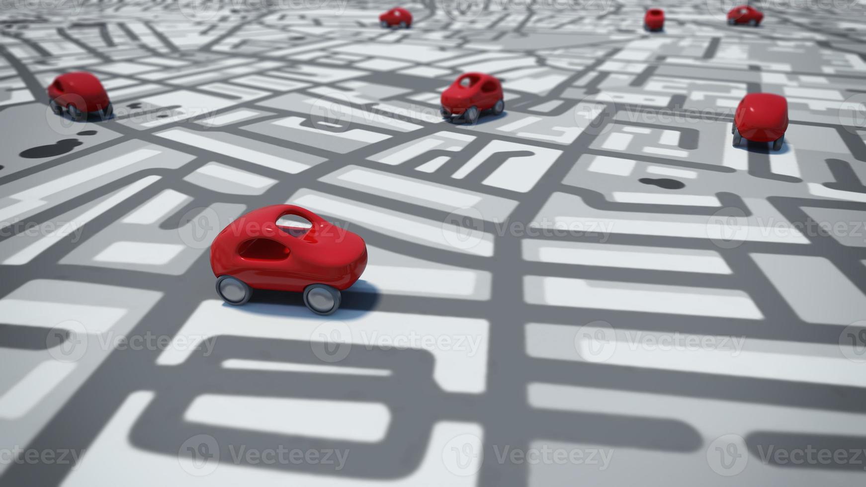 3d Renderização carros brinquedo em rua mapa foto