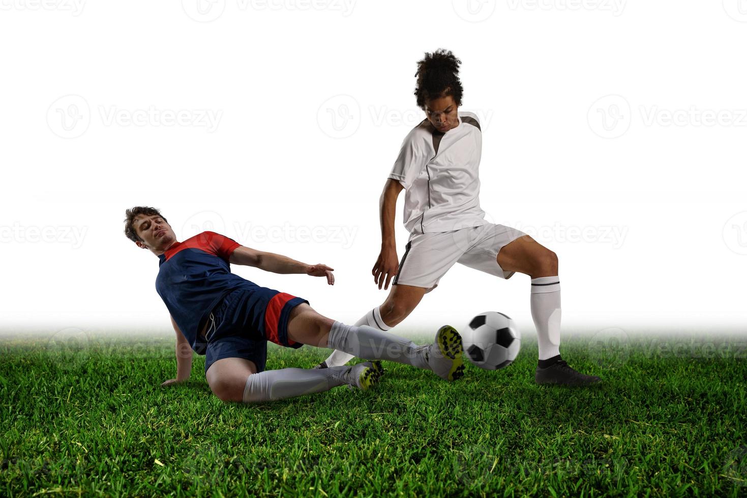 futebol cena com competindo futebol jogadoras às a estádio foto