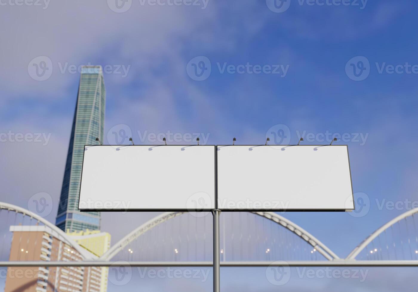 Outdoor em branco de maquete 3D na renderização do centro foto