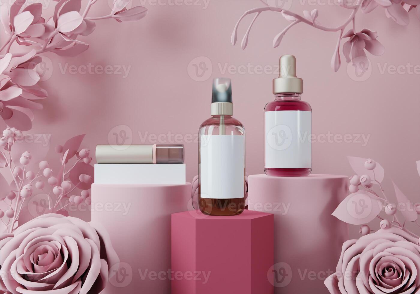 uma zombar acima do realista em branco Cosmético tubo isolado em brilhante Rosa fundo, 3d Renderização , 3d ilustração foto