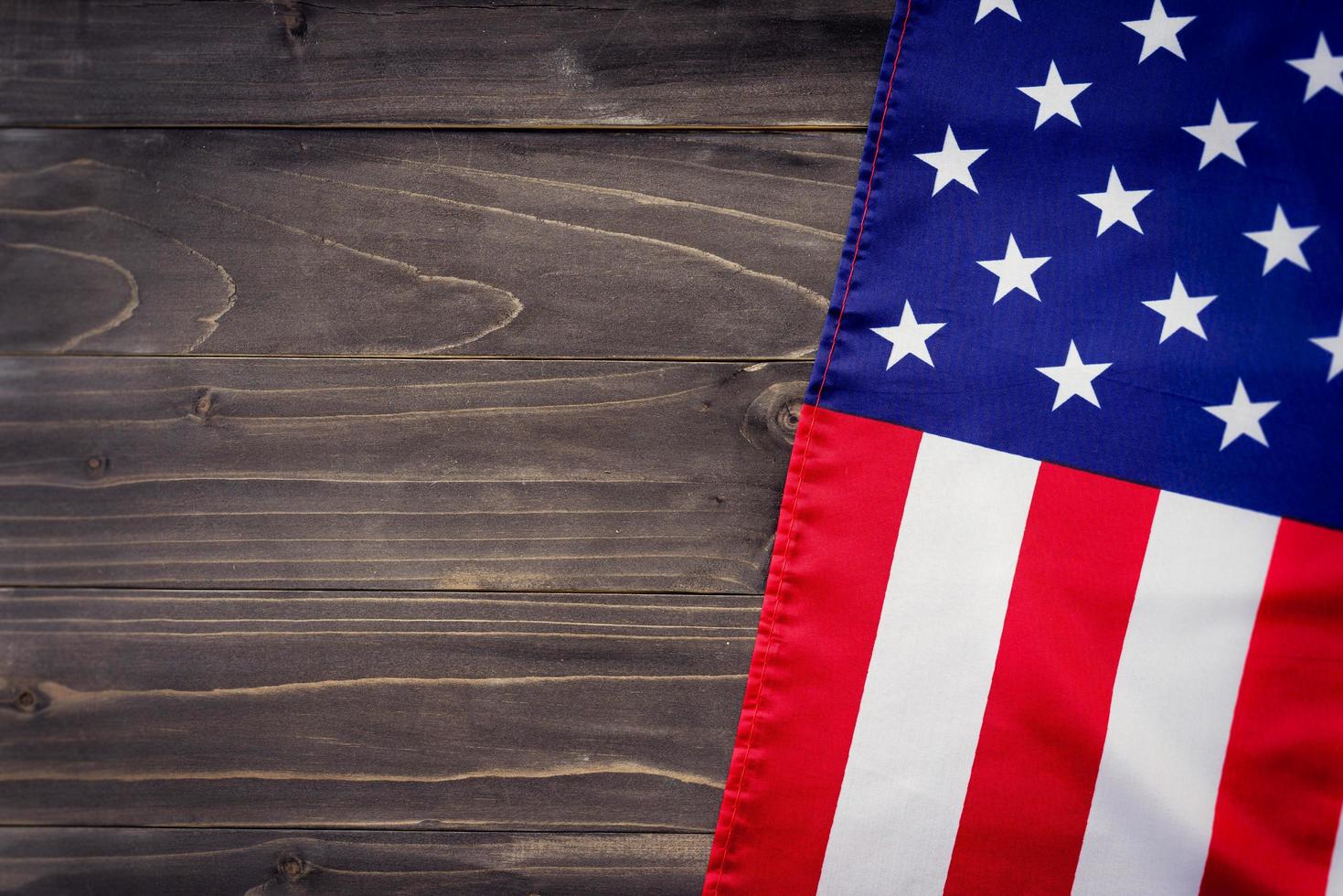 EUA bandeira em de madeira parede fundo e textura com espaço foto