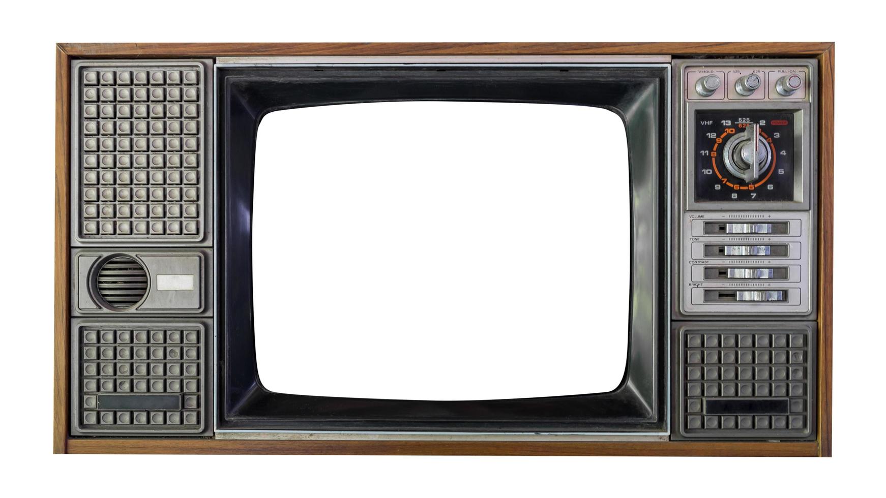 retro velho televisão isolado em branco fundo foto