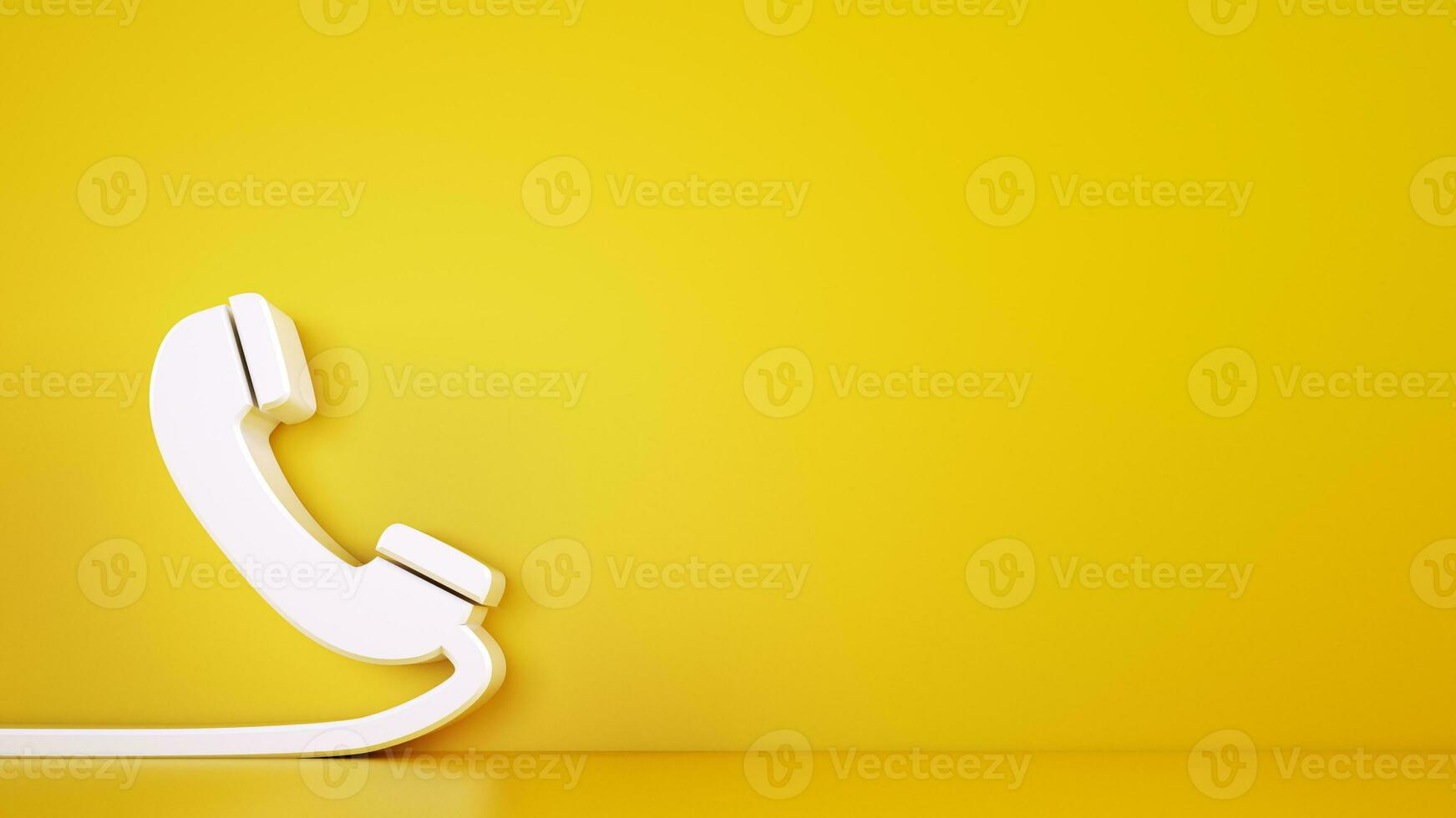 3d ícone do uma grande Telefone aparelho portátil em amarelo fundo. Renderização foto