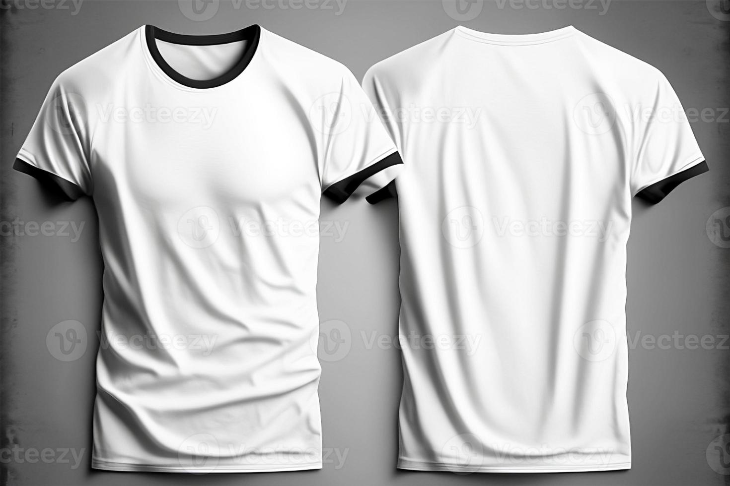 uma branco camiseta com uma em branco rótulo em isto com frente e costas Visão com generativo ai foto