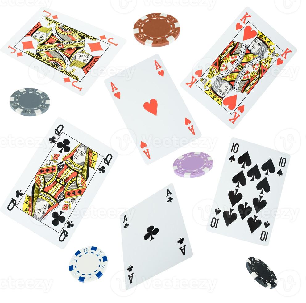 pôquer jogando cartões. jogos de azar e apostando conceito foto