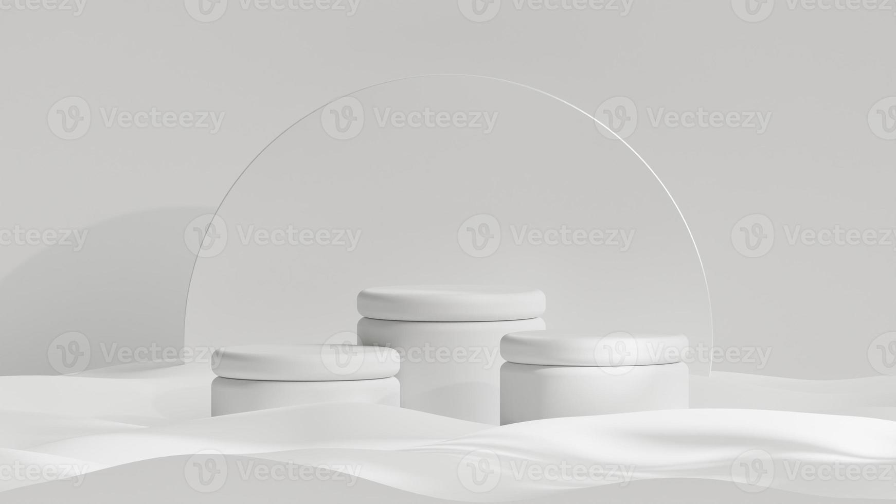 3d rendido minimalista circular pódio com fofo areia textura para produtos exibição ou produtos apresentação foto