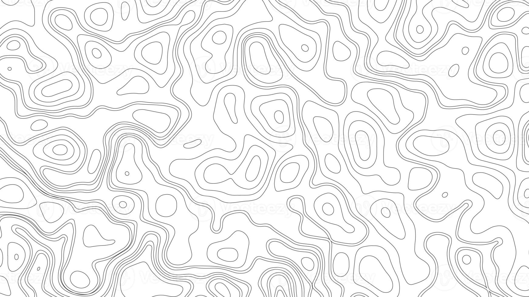 fundo topográfico e textura. abstração com lugar para texto. linhas de pano de fundo topo, contorno, grade geográfica. modernas linhas de contornos topográficos preto e branco das montanhas. arte do mapa de topografia foto