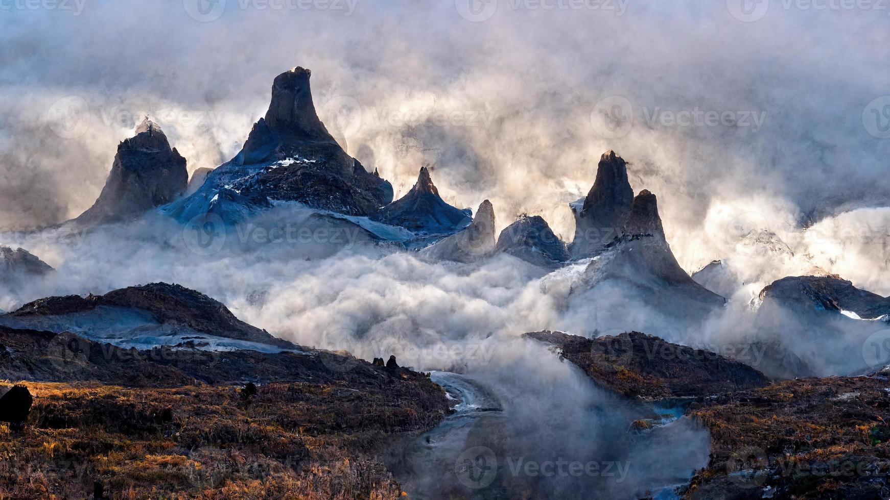 montanha picos do torres del paine dentro patagônia nacional. abstrato ilustração arte foto