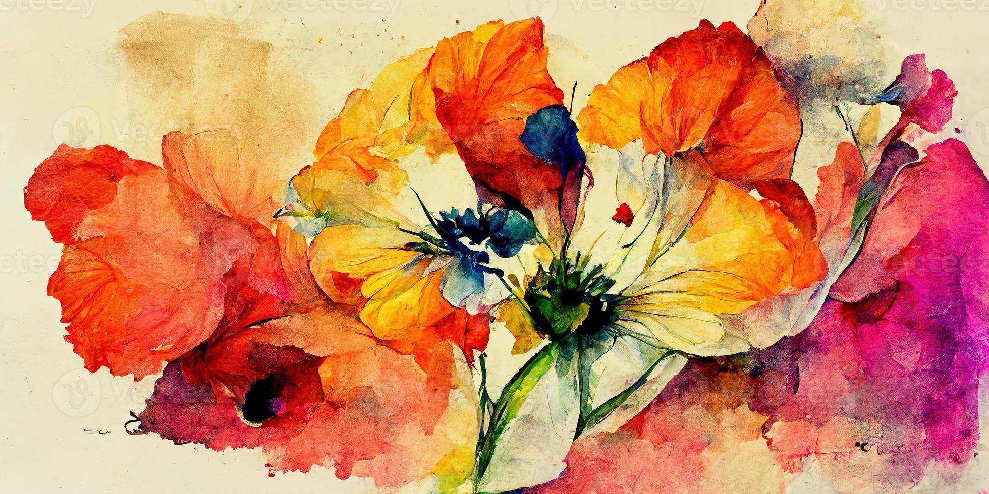 aguarela flores contraste colorida ilustração Projeto foto
