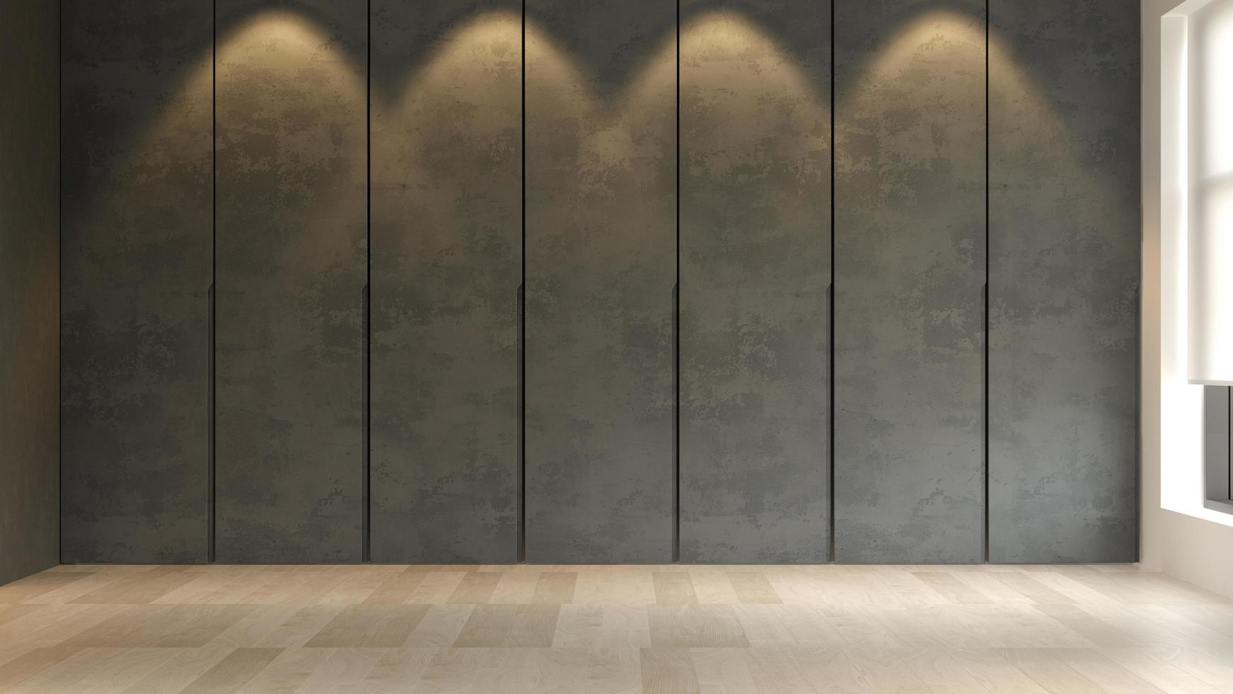 interior preto minimalista de uma casa moderna em renderização 3D foto