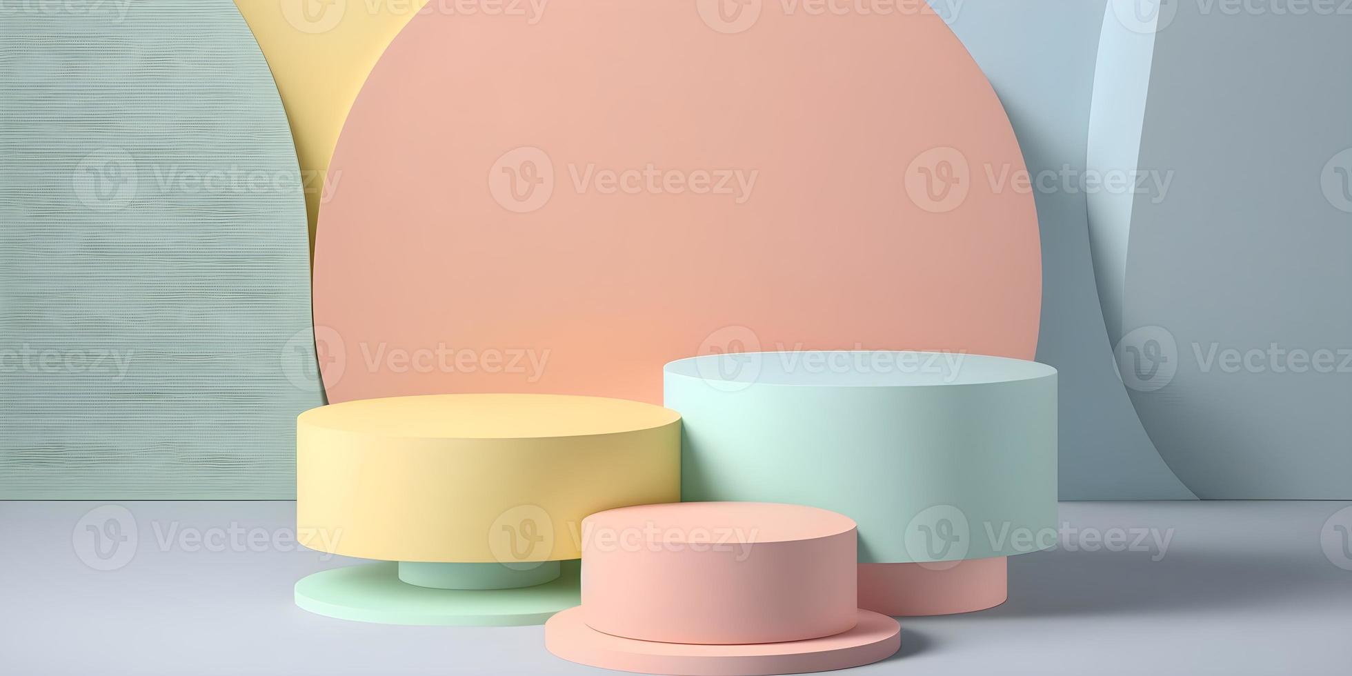 pastel produtos exibição em minimalista 3d fundo com pedestal pódio ficar de pé foto