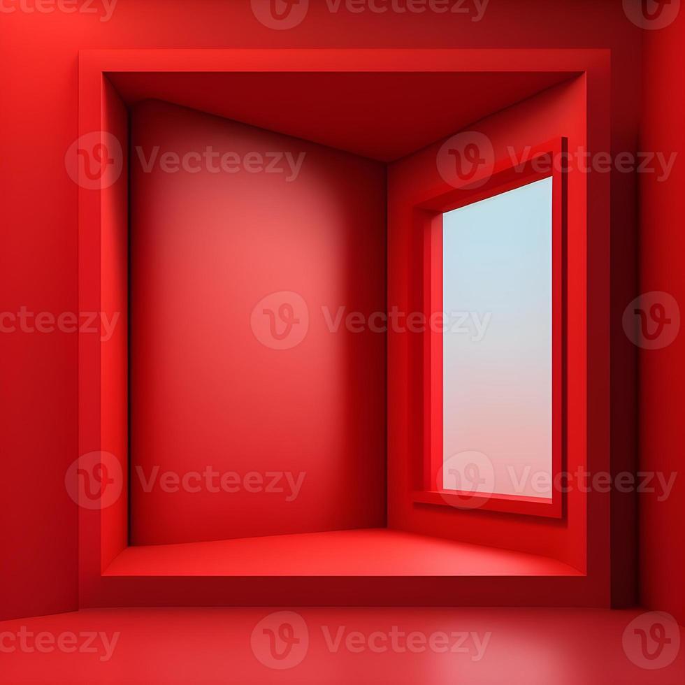 vermelho quarto parede canto interior moderno Projeto espaço 3d fundo do abstrato janela luz cena foto