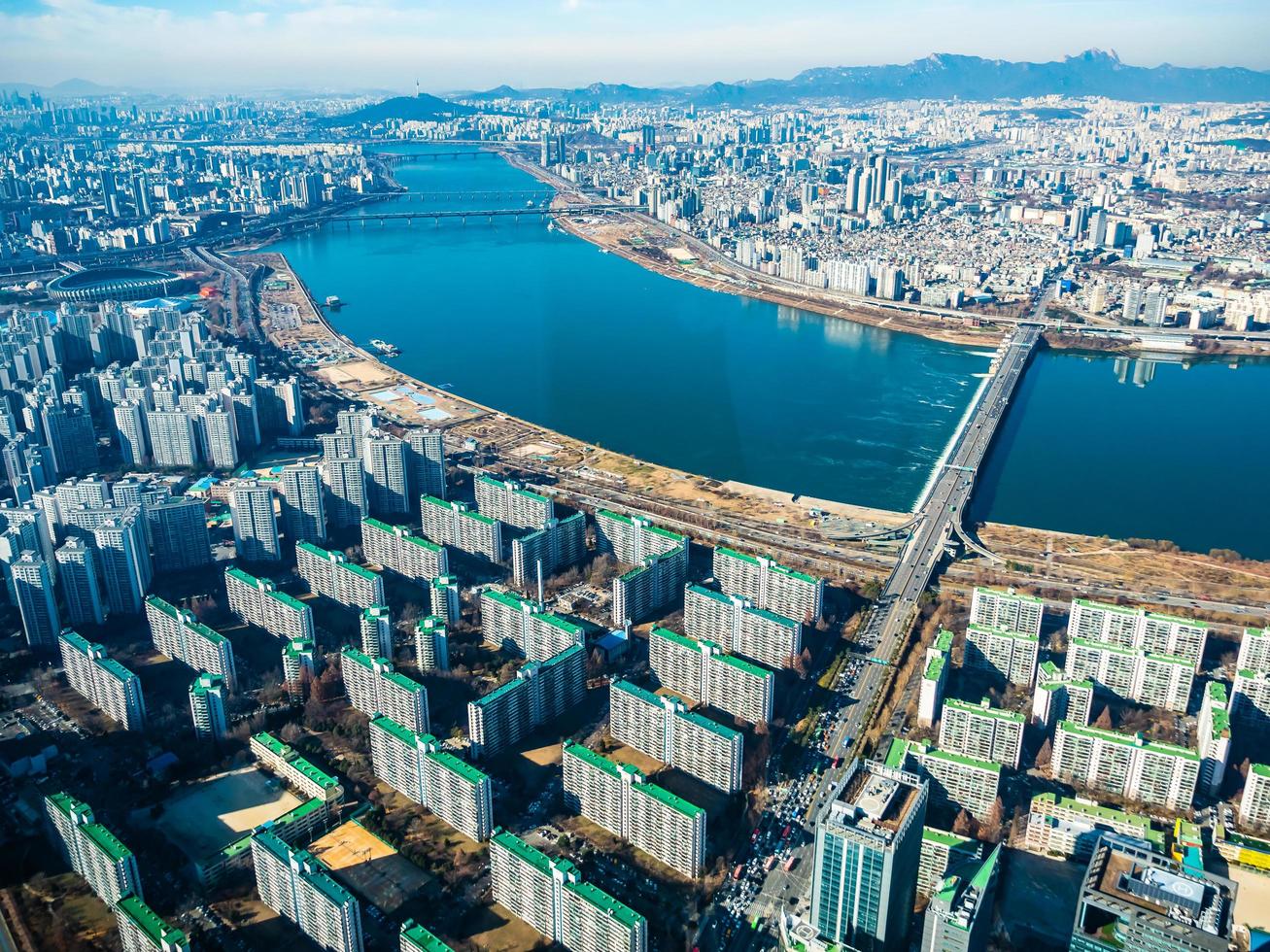 vista aérea da cidade de seul, coreia do sul foto