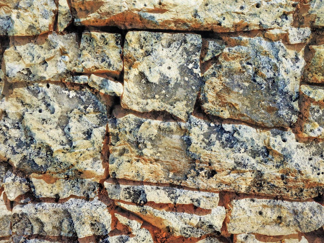 detalhe da parede de pedra ao ar livre para plano de fundo ou textura foto