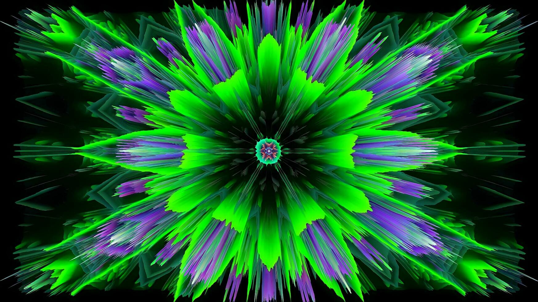Ilustração 3D de um ornamento de caleidoscópio brilhante multicolorido foto