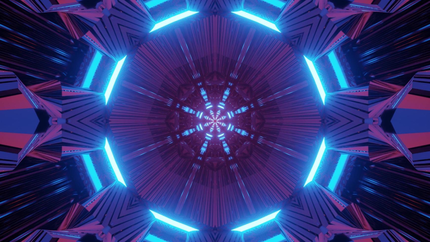 ilustração 3d geométrica futurista do túnel de néon foto