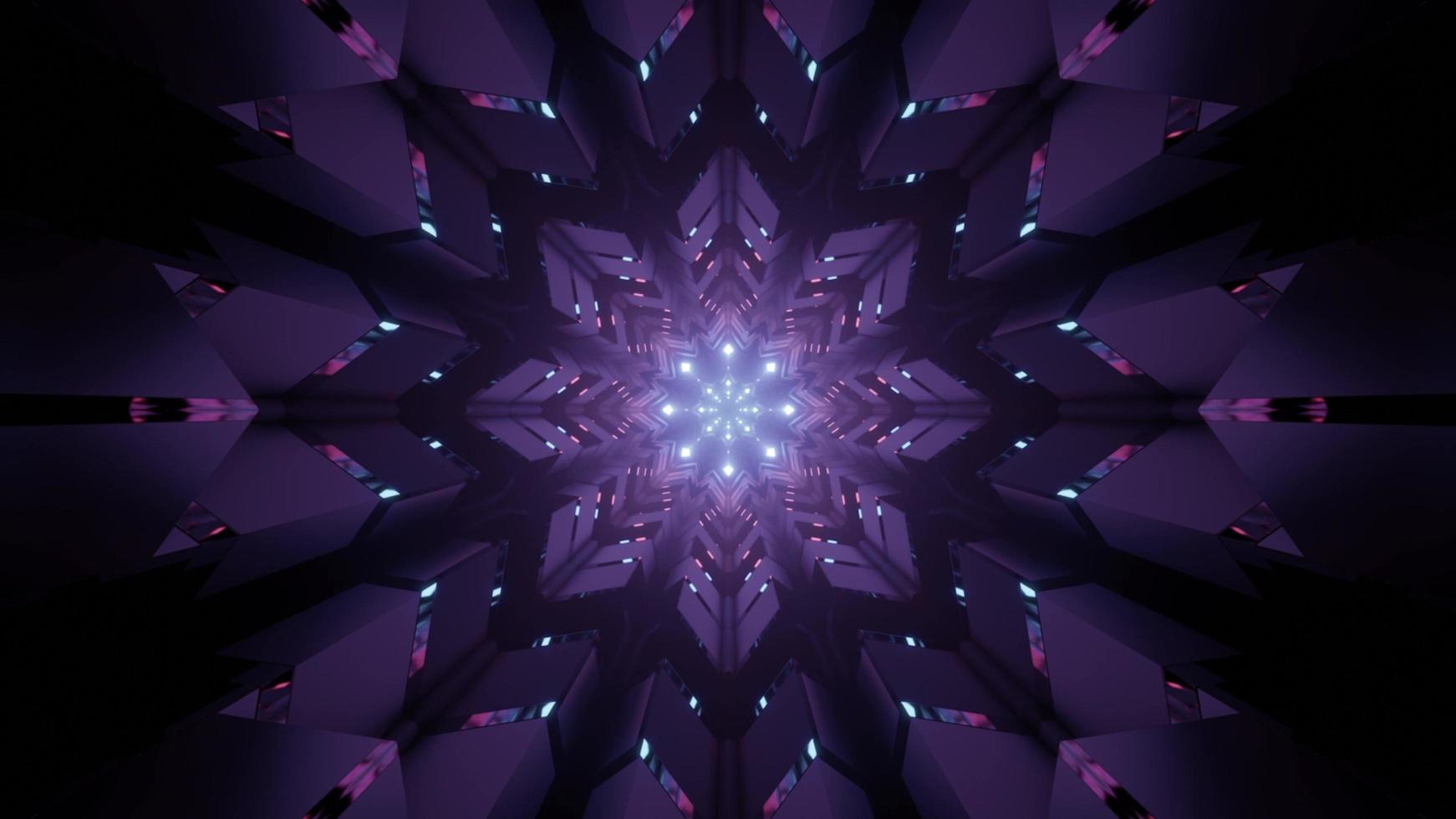ilustração 3d futurista de padrão geométrico violeta foto