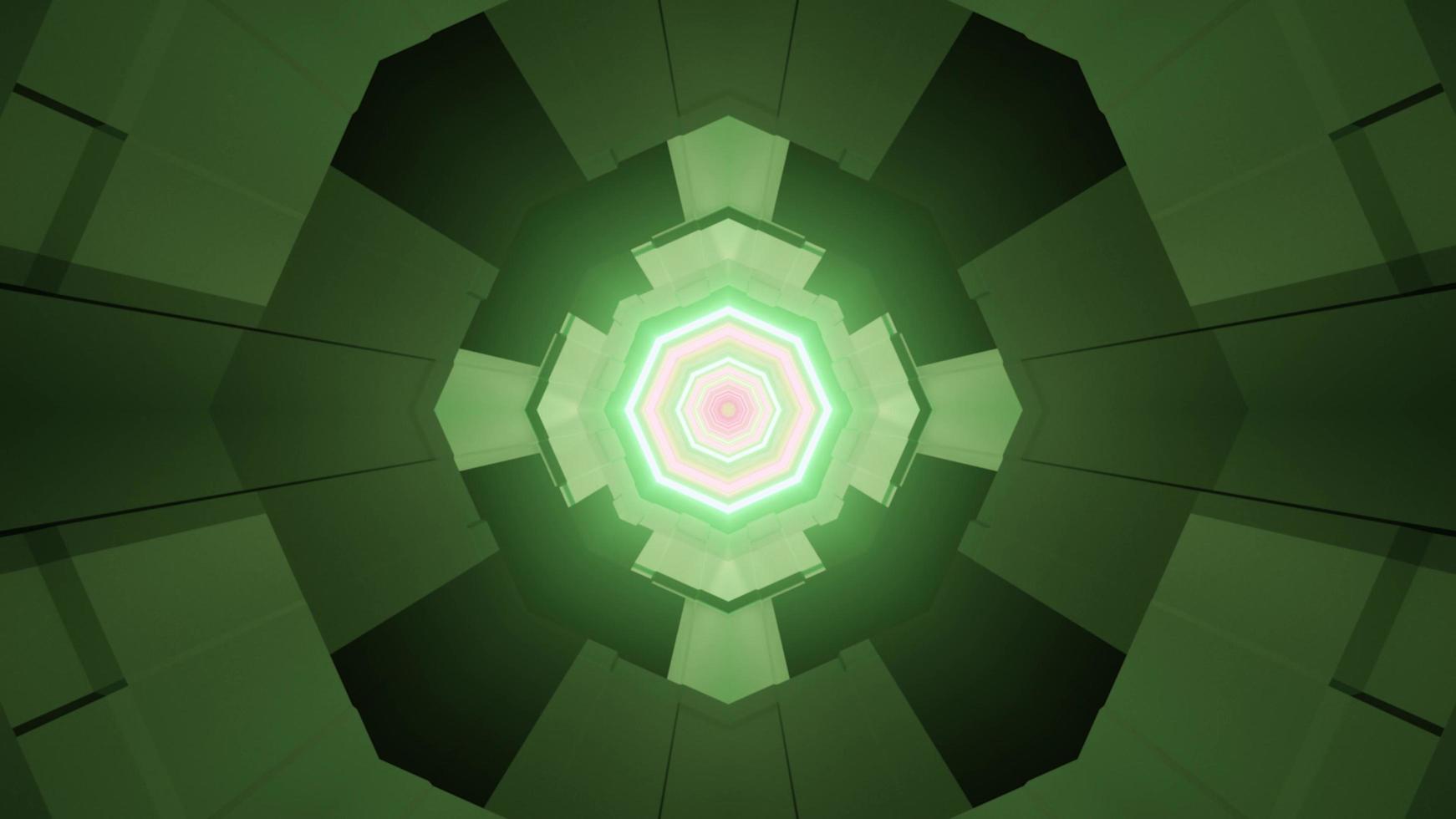 padrão geométrico verde com ilustração 3D de efeitos de luz foto