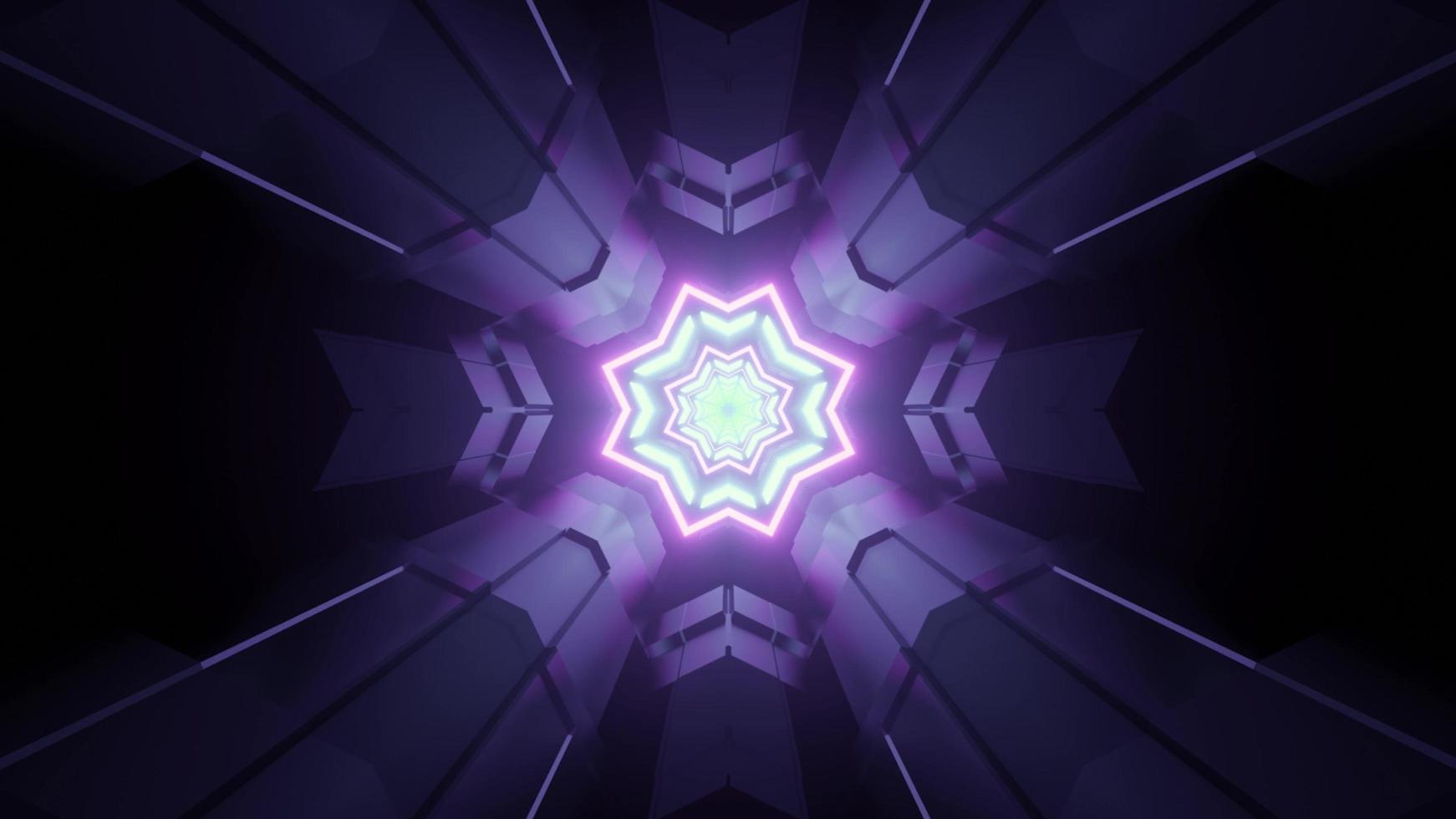 túnel virtual em ilustração 3d com iluminação roxa de néon foto