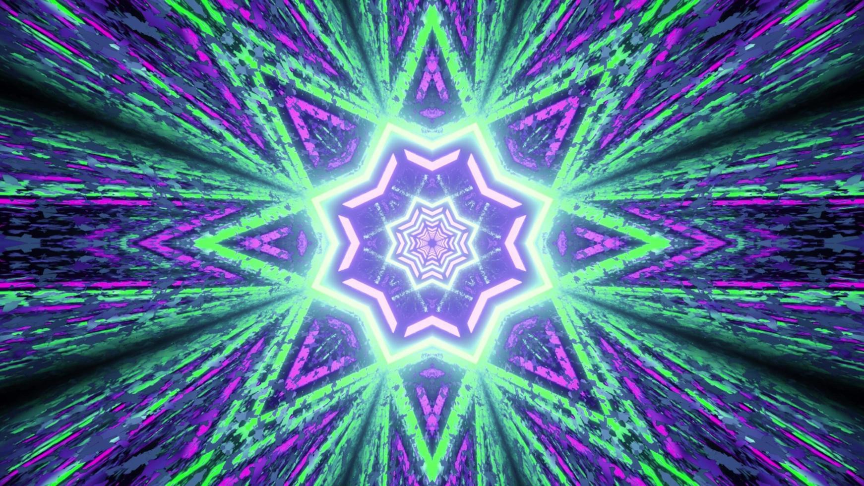 fundo abstrato com ornamento em forma de estrela de néon ilustração 3d foto