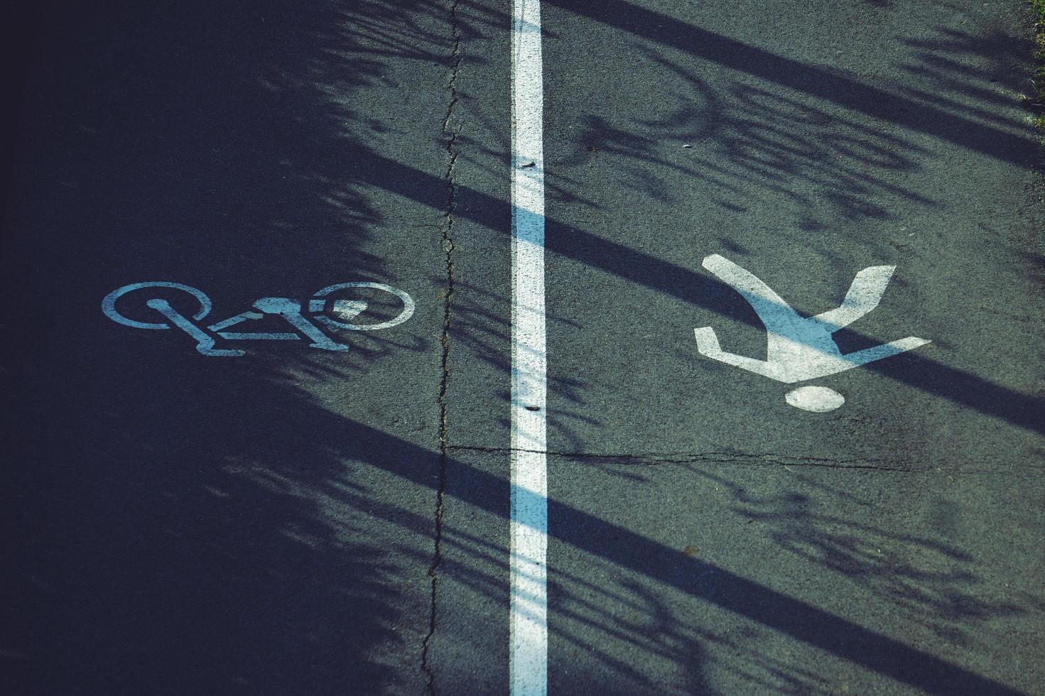sinalização para bicicletas e pedestres na estrada foto