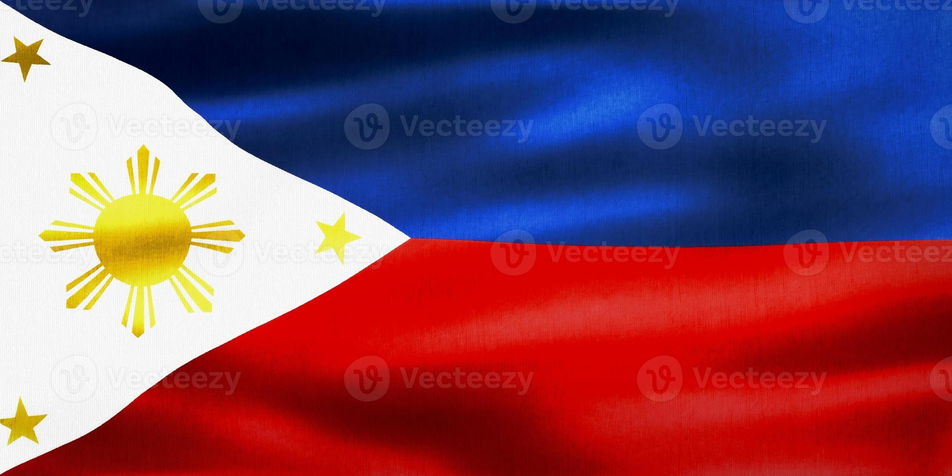 ilustração 3D de uma bandeira das filipinas - bandeira de tecido acenando realista foto