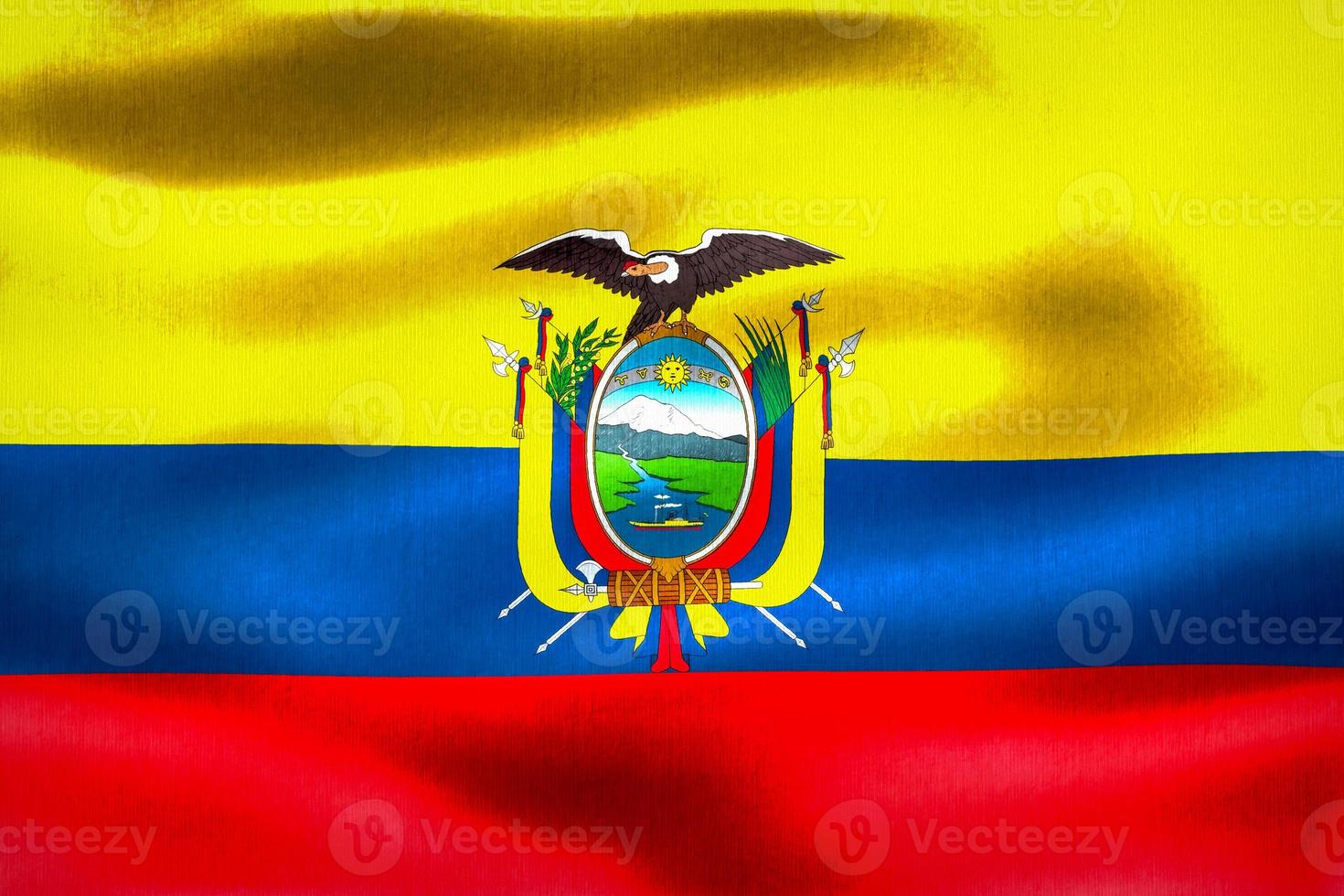 bandeira do equador - bandeira de tecido acenando realista foto