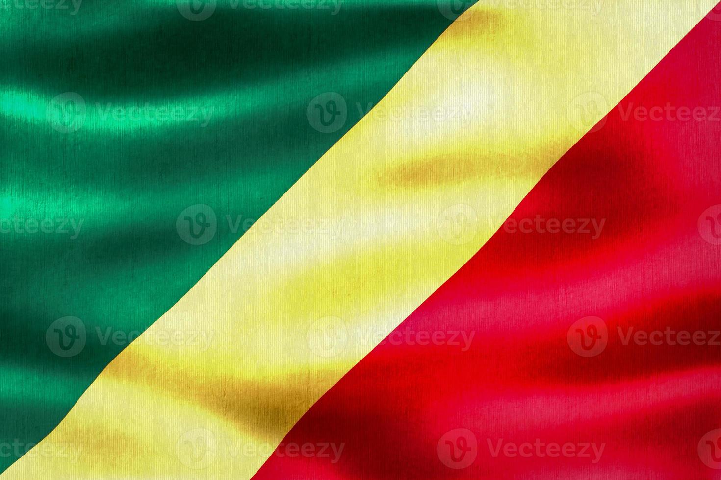 bandeira da república do congo - bandeira de tecido acenando realista foto