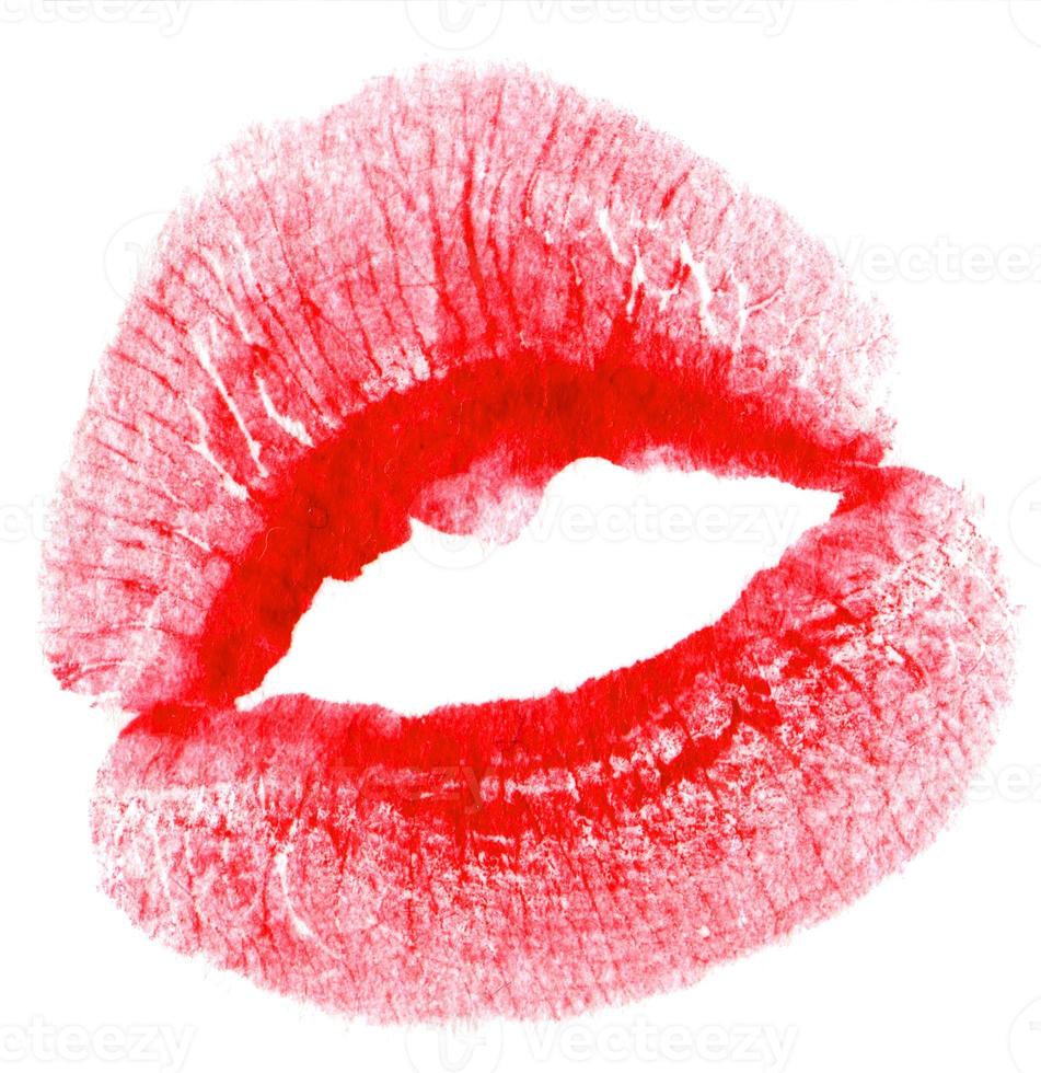 mulher beijo carimbo em uma branco foto