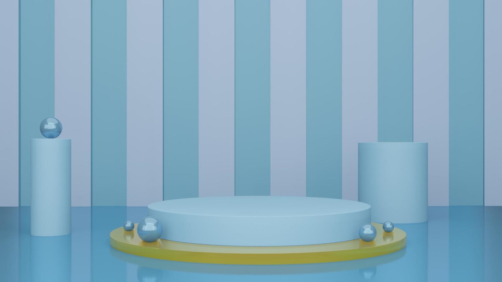 abstrato azul 3d fundo com realista cilindro pedestal pódio. pastel mínimo parede cena brincar produtos mostrar. foto