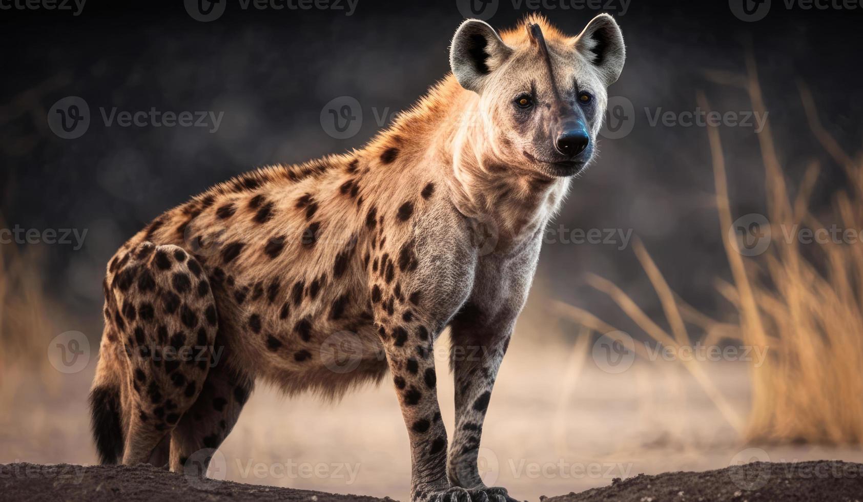 visto hiena dentro a floresta, uma profissional fotografia foto